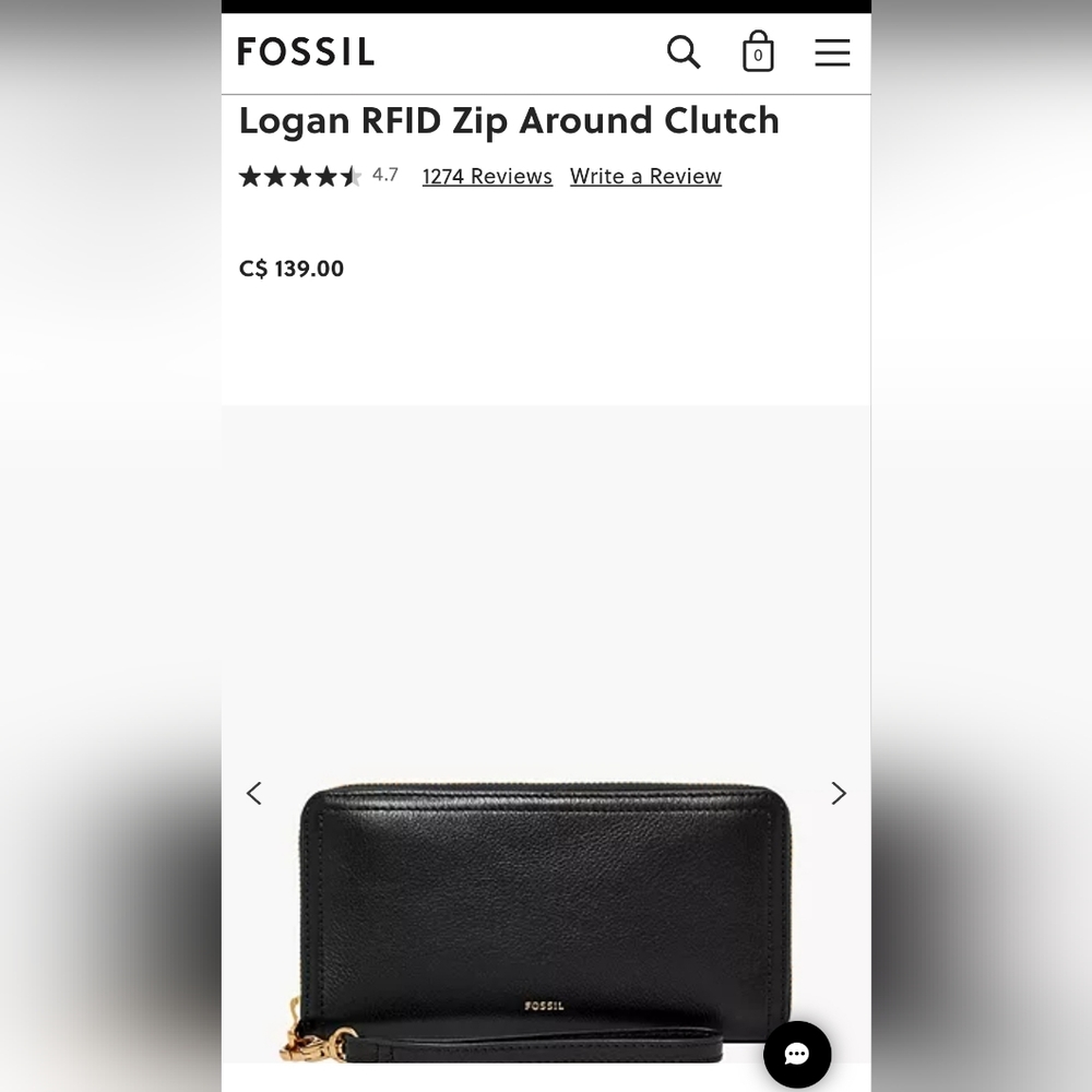 Fossil RFID Logan Zip Around Clutch Wallet